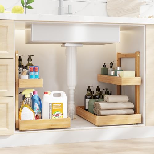 Under Sink Organizer, L-Shaped 2 Tier Pull Out Cabinet Organizer - Image 2