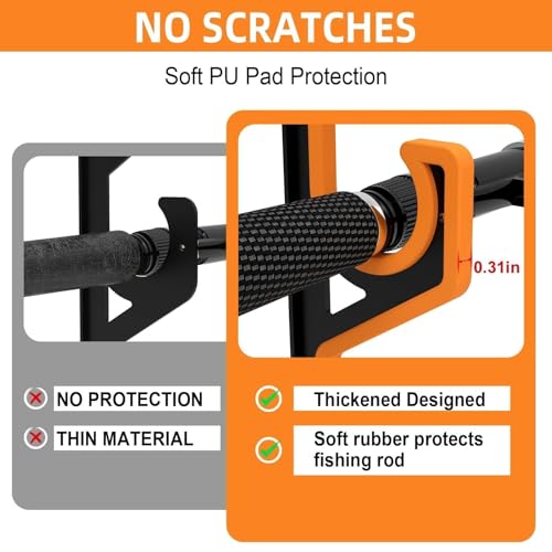 2 Pack Horizontal Fishing Rod Holders for Garage Wall & - Image 4