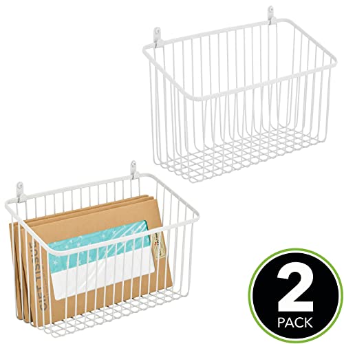 mDesign Small Metal Wire Wall Mounted Storage Organizer Basket - Image 5