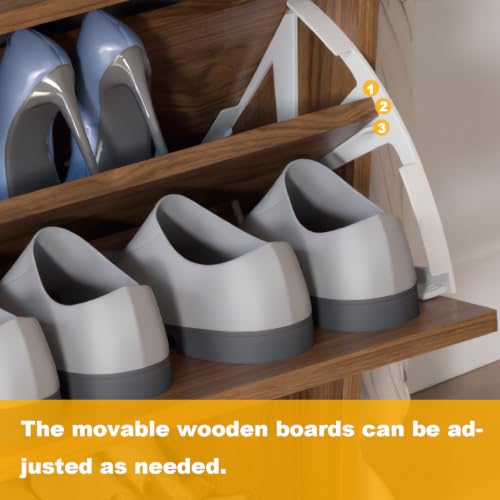 Modern Shoe Cabinet with 2 Flip Drawers, Fluted Panel - Image 5