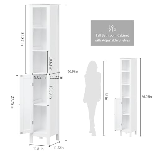 11.81'' Wide Narrow Bathroom Storage Cabinet-Slim Tall Bathroom - Image 3