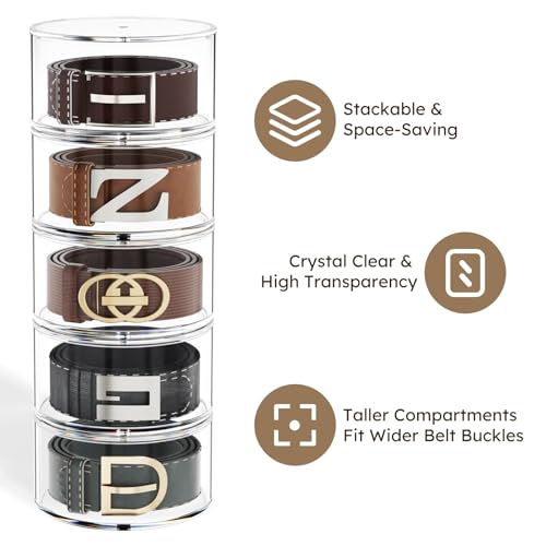 FEMELI Acrylic Belt Storage Organizers For Closet 5-Layer Clear - Image 6
