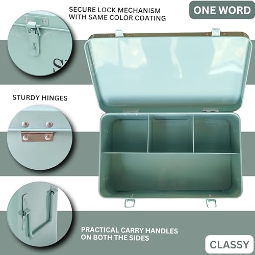 Large Modern Green Rectangular Metal Seed Storage Box - Image 6