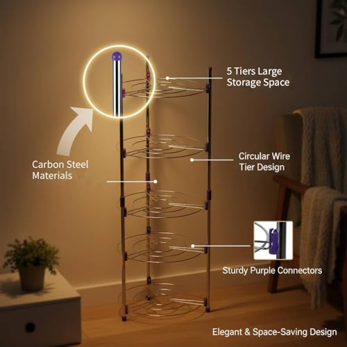 Cookware Stand,5 Tiers Round Shelf Storage Tower for Home Kitchen - Image 4
