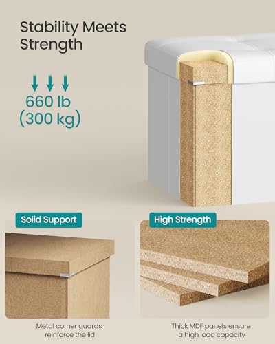 SONGMICS Storage Ottoman Bench, 30 Inches Folding Foot Rest Stool - Image 6