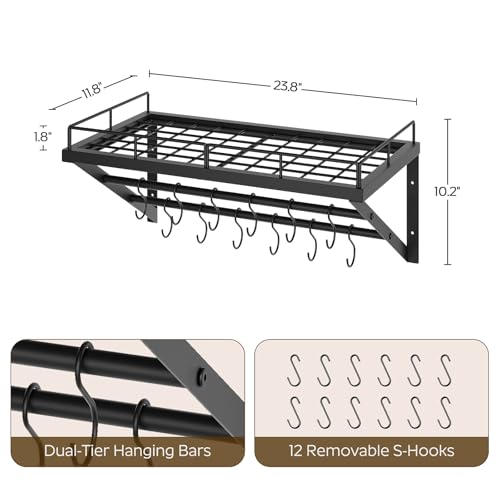 YATINEY Wall Mounted Pot Rack, 23.8 Inch Pot and Pan | All Products - Image 4