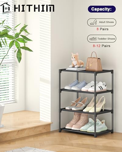 HITHIM 4 Tiers Small Shoe Rack,Narrow Stackable Shoe Shelf - Image 5