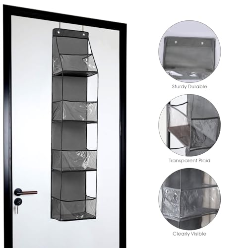 4-Shelf Over the Door Storage Hanging Closet Organizer (Grey) - Image 6