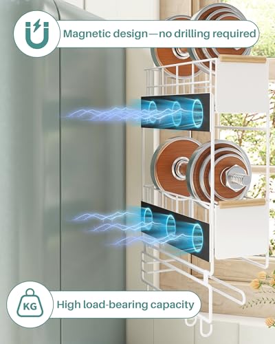 Pull Out Laundry Magnetic Organizer with 5 Hooks and Towel Holder - Image 6