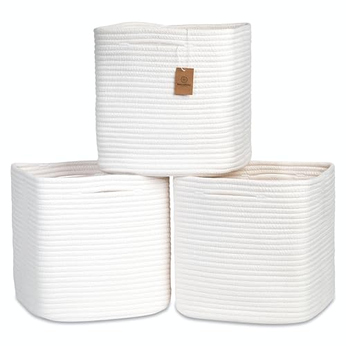 13 Inch Cube Storage Bins Cotton Rope Woven Baskets - Image 2