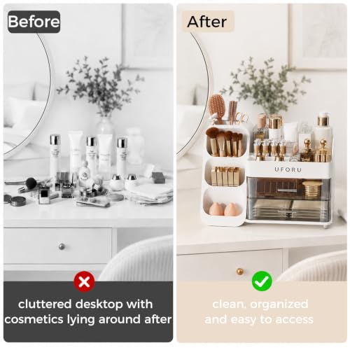 UFORU Makeup Organizer Countertop with Brush Holder for Vanity - Image 3