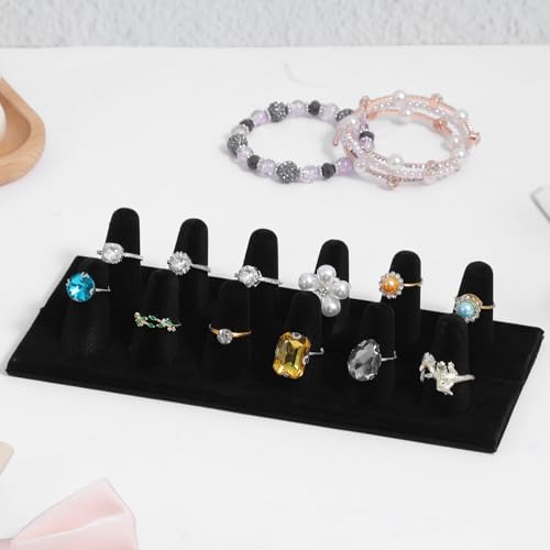 3 Pack Black Velvet Ring Display Stand, Double Row Jewelry Ring - Image 5