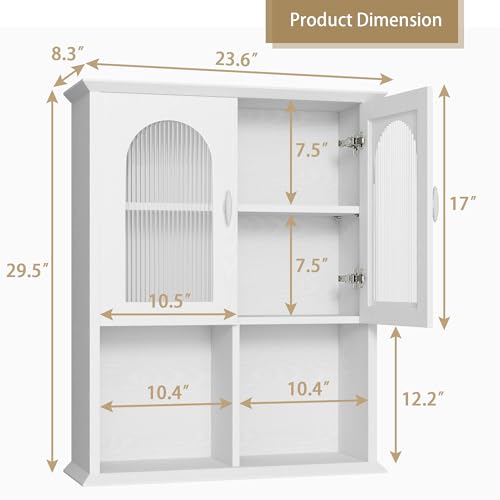 CJL Bathroom Wall Cabinet with Fluted Door, 23.6'' x 29.5'' - Image 4