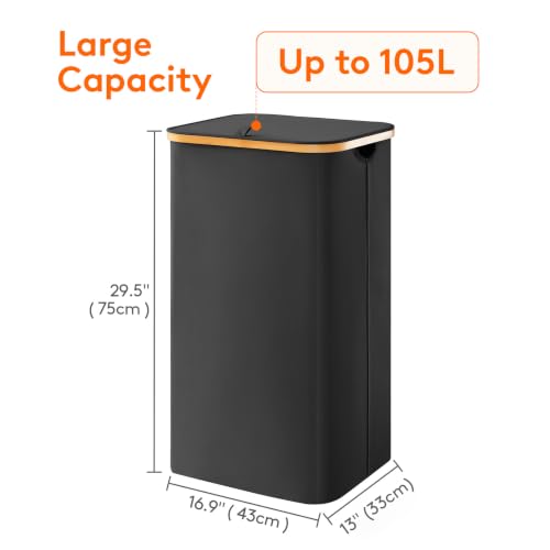 Lifewit 105L Large Laundry Basket with Lid, Removable Bags, Black - Image 4
