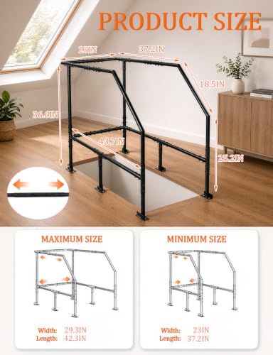 Attic Ladder Safety Railing, Adjustable 3-Sided Attic | Garage Storage - Image 3