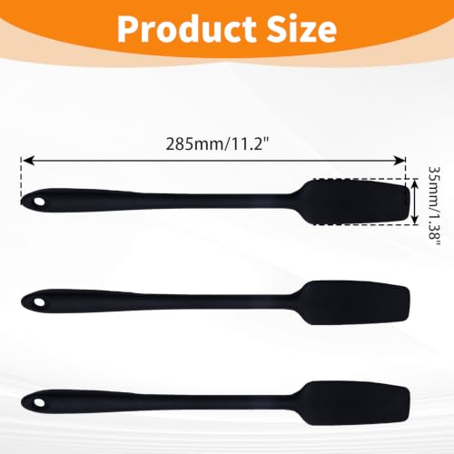 3 Pack Silicone Jar Spatulas, Long Handle, Black - Image 4