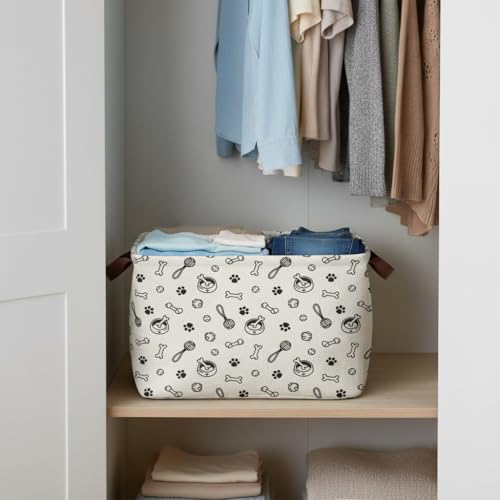 Dog Paw Storage Basket Waterproof Canvas Toy Storage Bin - Image 5