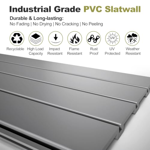 Hohuqeri Slatwall Panel Garage Wall Organizer, Grey, 2'H x 4'W - Image 5