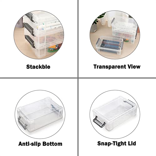 BTSKY 4 Pack Extra Large Plastic Pencil Box Stackable - Image 6