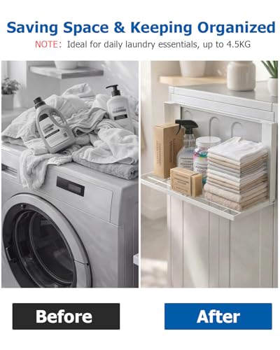 Magnetic Laundry Shelf, 24-Inch Adjustable Washer Storage Rack - Image 4