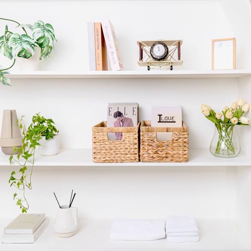 M4DECOR Set of 3 Rectangular Wicker Storage Baskets for Shelves - Image 4