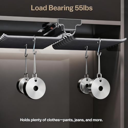 Pull Out Pants Rack for Closet, 18 Arms Steel Trouser Rack - Image 7