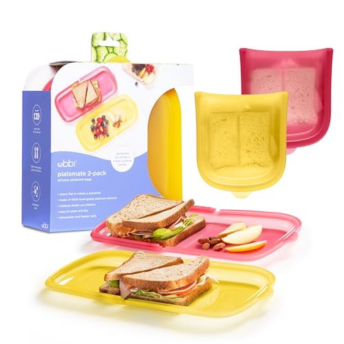 Ubbi Platemate Reusable Silicone Storage Bag, Pomegranate & - Image 2