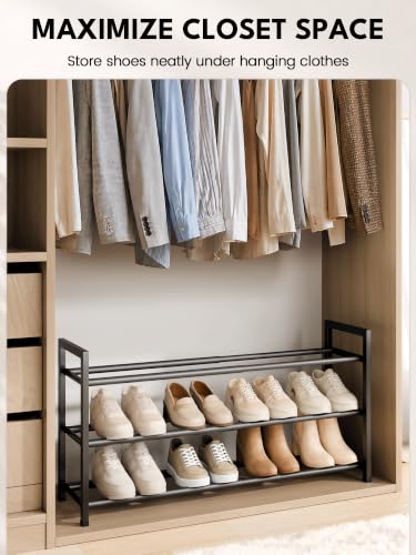 Bumusty 3 Tier Expandable Shoe Rack for Closet, Black - Image 4