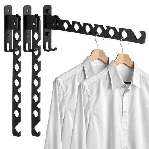 Wall Mounted Clothes Hanger Rack, Heavy Duty Folding - Image 8
