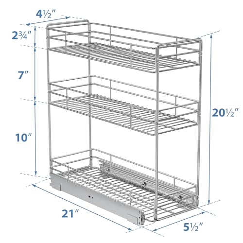 ROOMTEC 3-Tier Pull Out Cabinet Organizer for Narrow Cabinet - Image 4
