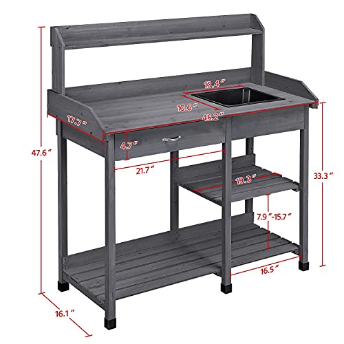 Yaheetech Potting Bench with Sink & Drawer, Outdoor - Image 4