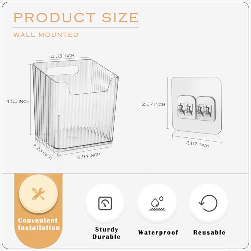4 Pack Acrylic Wall Mount Organizer, Adhesive Cabinet Door - Image 3