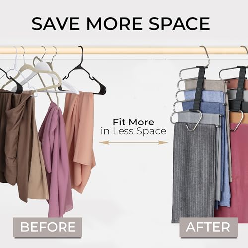 Pants Hangers Space Saving - 2 Pack - Non-Slip Multi-Tier Hangers - Image 3