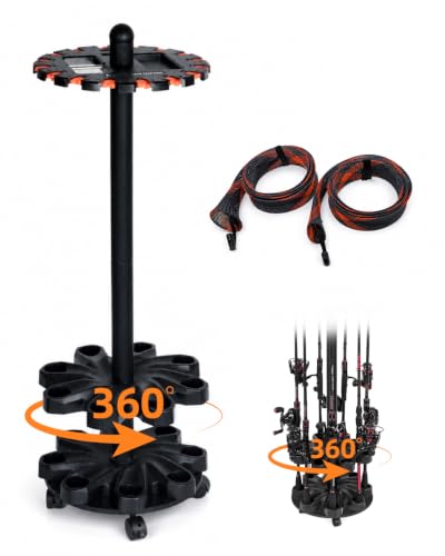Rotating Fishing Rod Holder Floor Rack, Holds 16 Rods - Image 2
