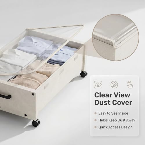Wooden Under Bed Storage with Wheels, Rolling Under - Image 6