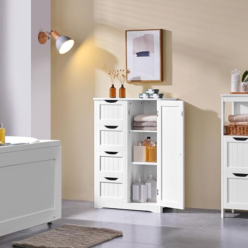 Yaheetech Small Bathroom Storage Cabinet with 4 Drawers & - Image 3