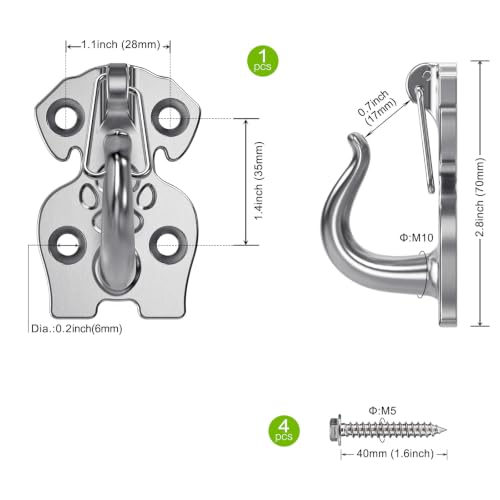 Dog Leash Holder Wall Mount Stainless Steel Hook, 1 Pack - Image 3