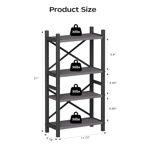 2-Pack Desktop Bookshelf, 4-Tier Stackable Narrow Bookcase - Image 4