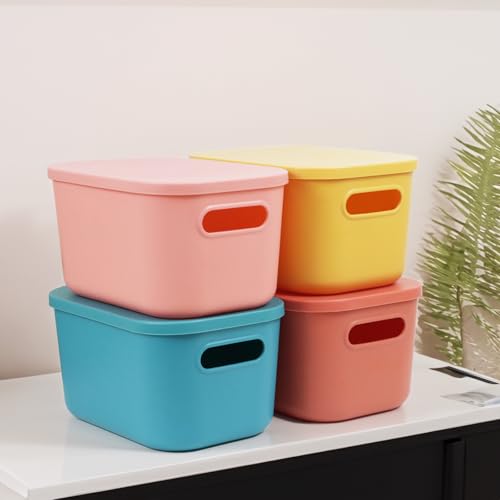 6Pcs Small Storage Bins with Lids, Stackable Plastic Organizer - Image 6
