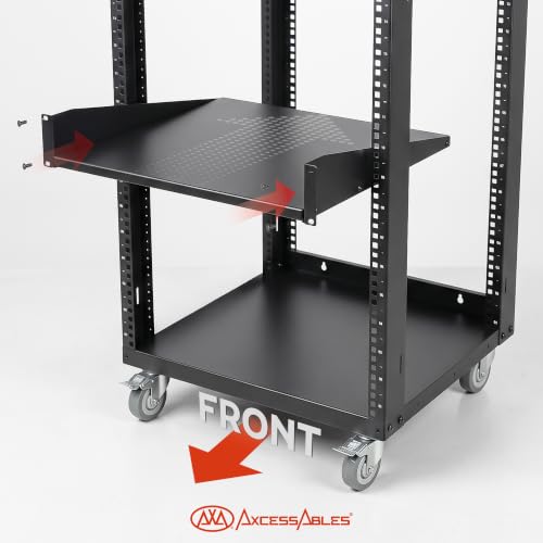 AxcessAbles 22U Open Frame Network & AV Rack with Caster Wheels - Image 3