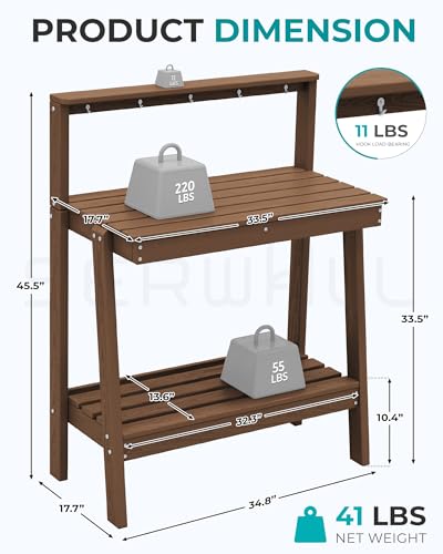 SERWALL 3-Tier Outdoor Potting Bench with Storage,Gardening Table - Image 3