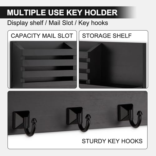 Key Holder Wall Mount, Mail Organizer for Wall with 5 - Image 5