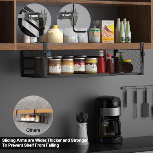 2Pack Expandable Under Shelf Storage Basket Organizer,Black - Image 6