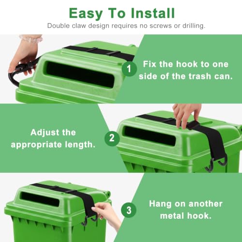 2 Pack Trash Can Lid Lock Strap for Raccoons & Animals, Non-Slip - Image 5
