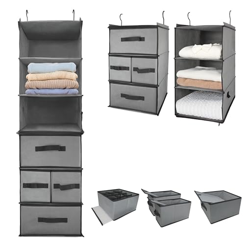 2in1 Hanging Shelf with 4 Drawers,6-tier Closet Organizer - Image 2