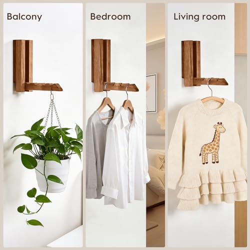 2 Pack Clothes Drying Rack Wall Mounted,Space Saver Wood - Image 7