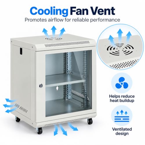 12U Wall-Mount & Rolling Network Cabinet for 19" Rack - Image 6