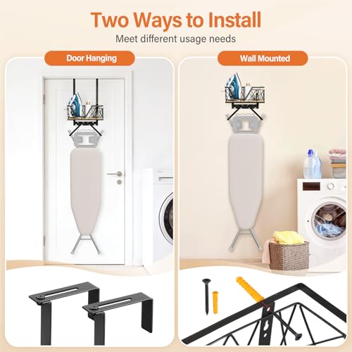 Over Door Ironing Board Hanger with Storage Shelf - Image 7