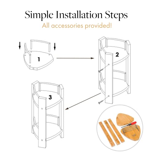 GOBAM Bamboo Shower Corner Caddy, Medium - 2 Tier Bathroom - Image 6