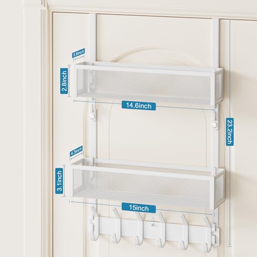 Over the Door Hooks Organizer,Door Hanger Fits Doors 1 3/4" White - Image 7